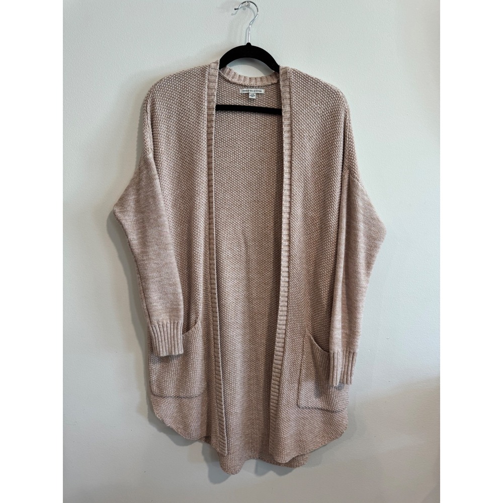 American Eagle Open Front Cardigan Women Large Pink Textured‎ Knit Pockets